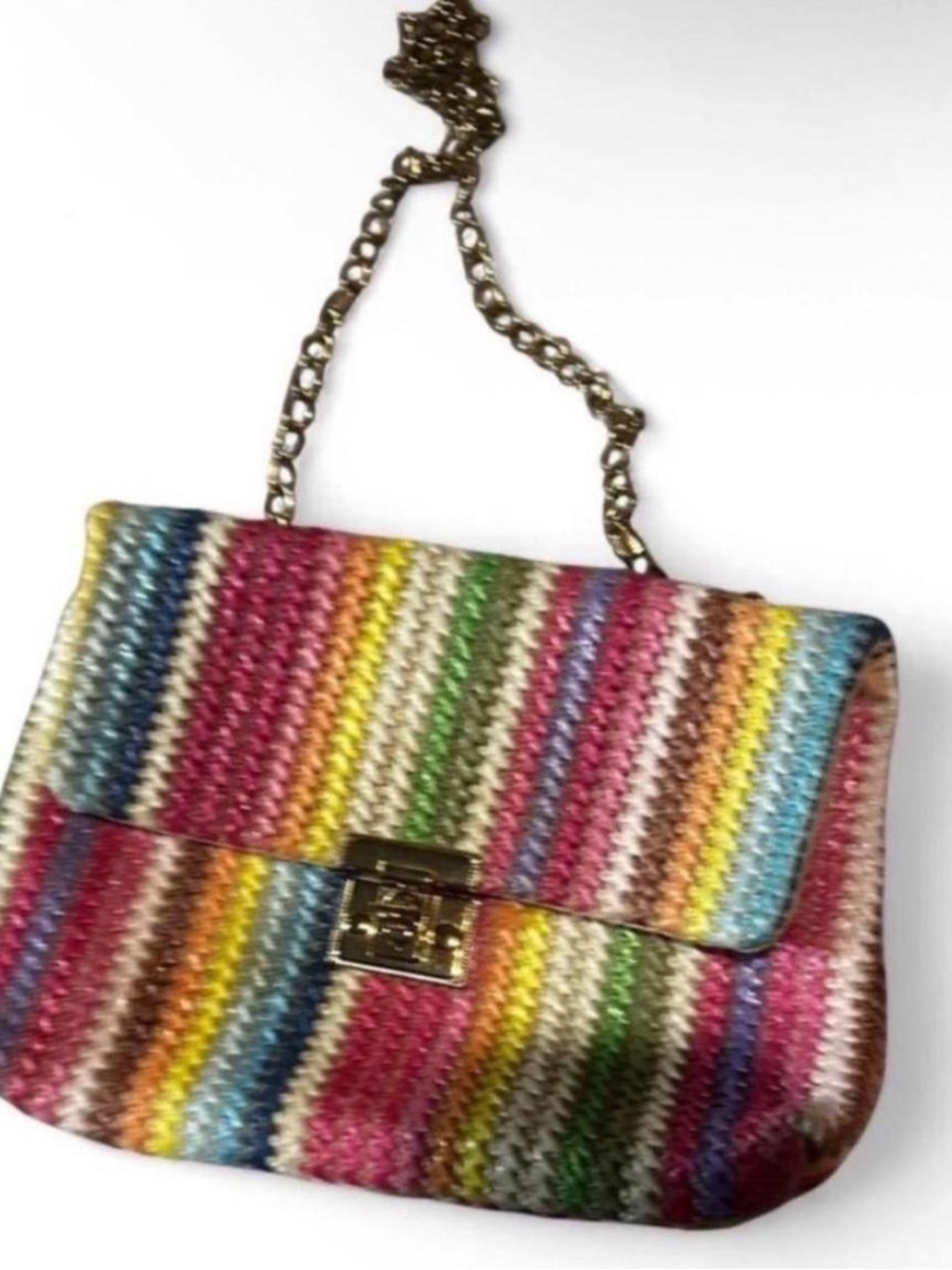 Woven Multi-Color Stripe Shoulder Bag - Unbranded